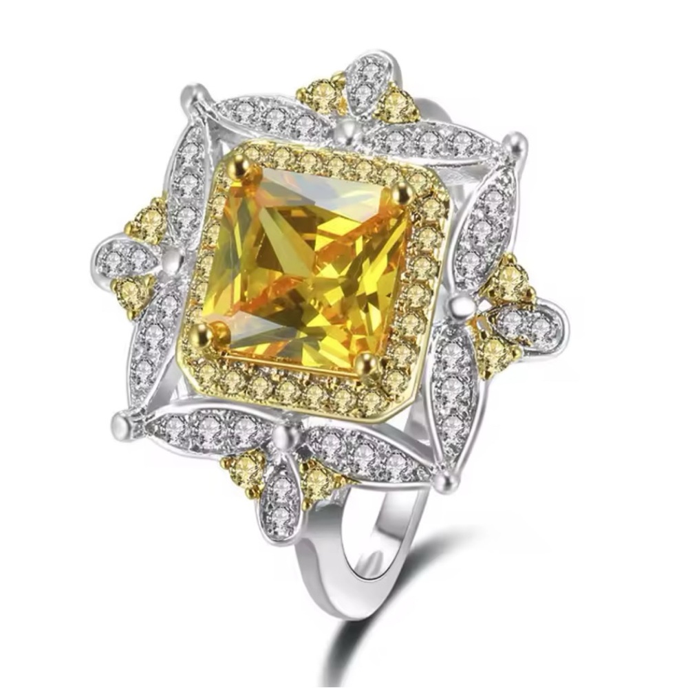 Elegant Yellow and Silver Women's Ring